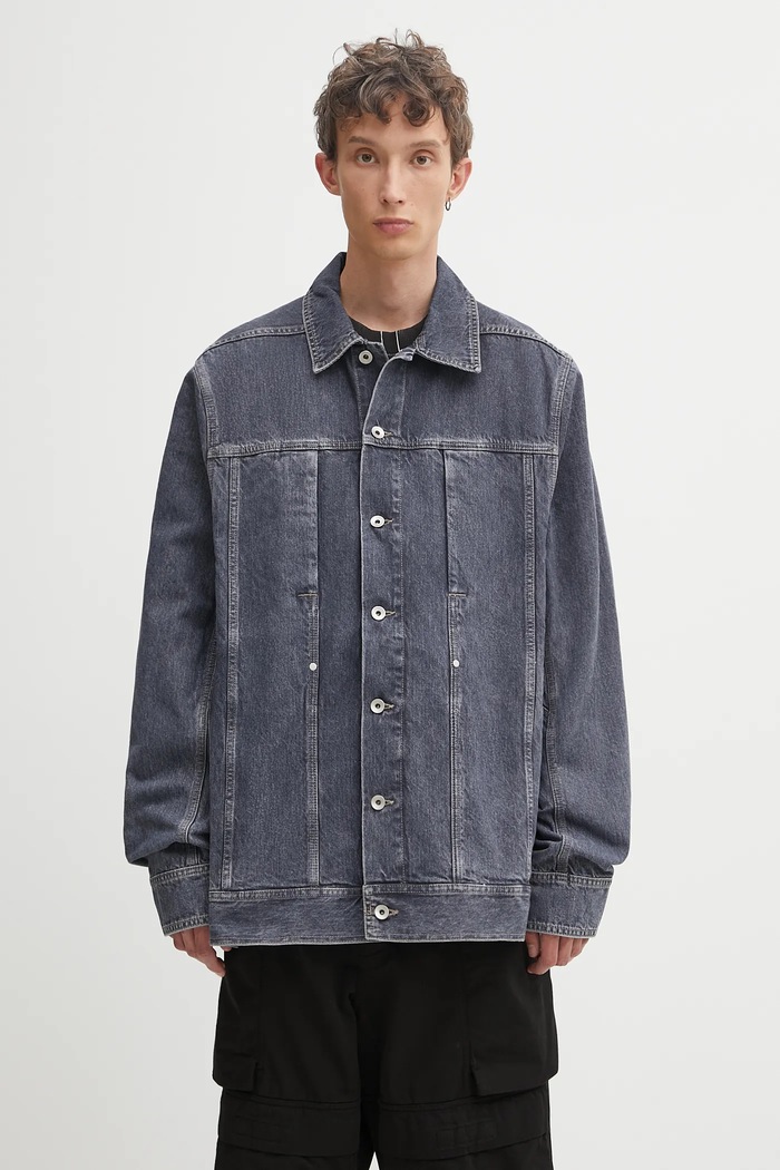 Rick Owens DRKSHDW koszula jeansowa Lido Worker gładkie szary DU02E7752.DGY