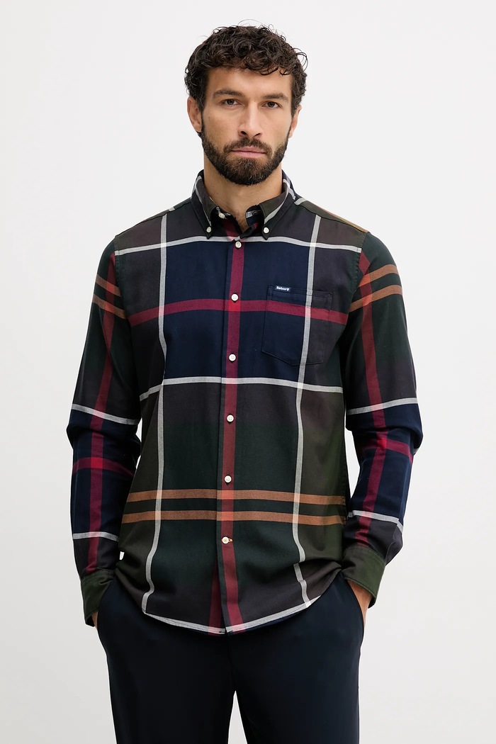 Barbour cămașă din bumbac DUNOON lung bleumarin MSH4980