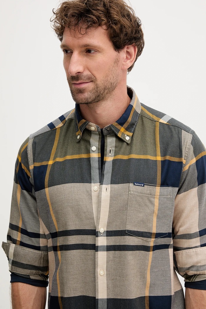 Βαμβακερό πουκάμισο Barbour DUNOON πράσινο MSH4980