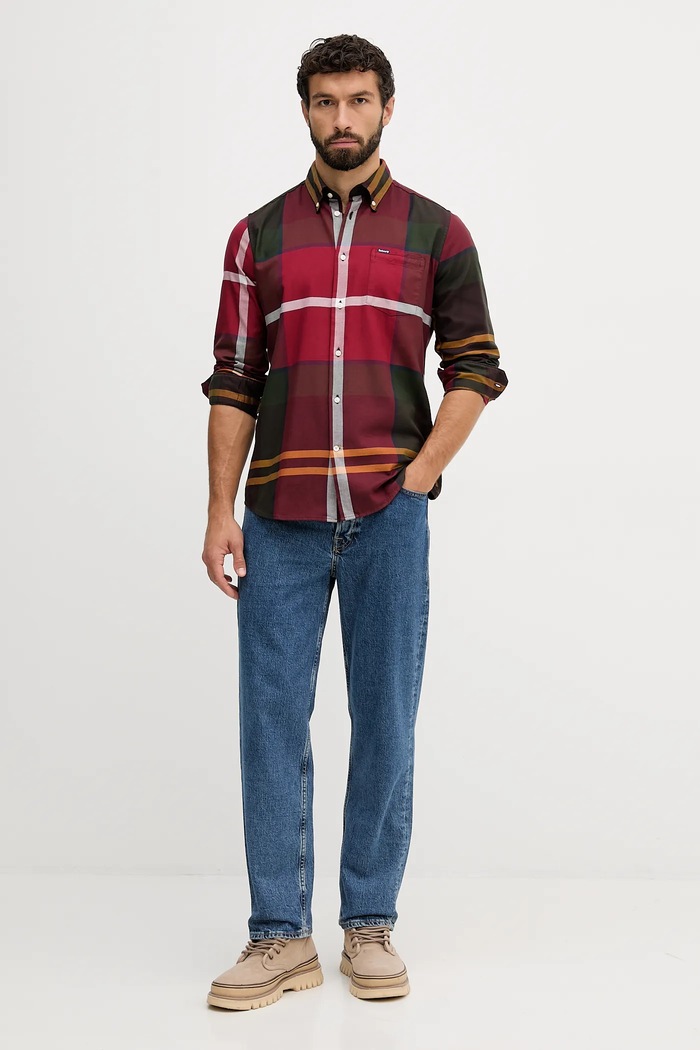 Barbour cămașă din bumbac DUNOON MSH4980 burgundia SS26