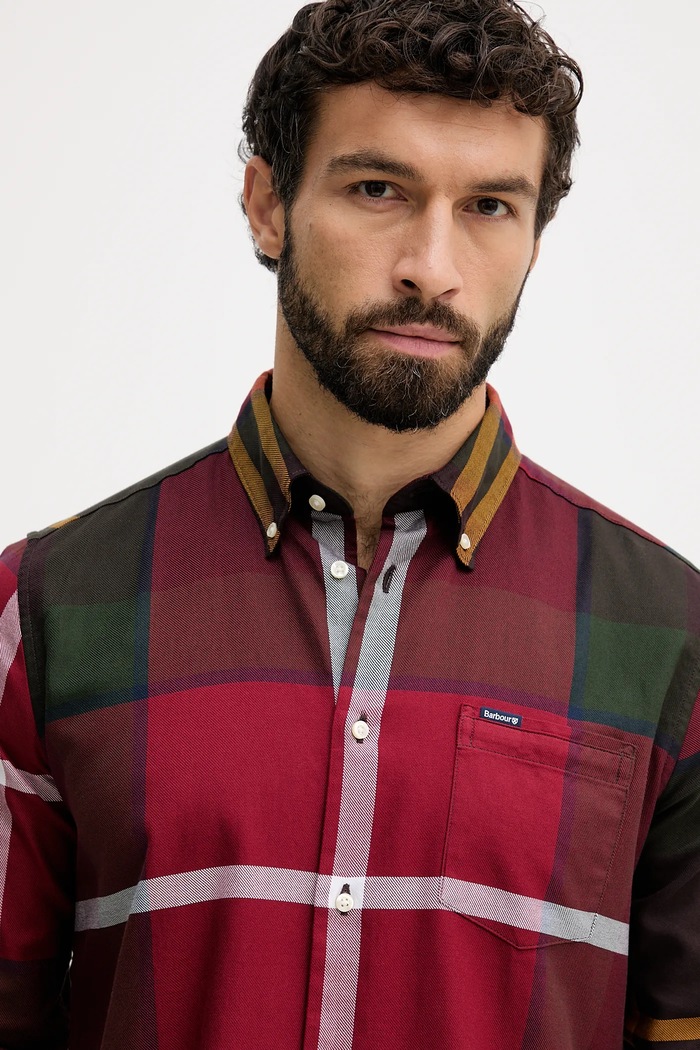 Barbour cămașă din bumbac DUNOON burgundia MSH4980