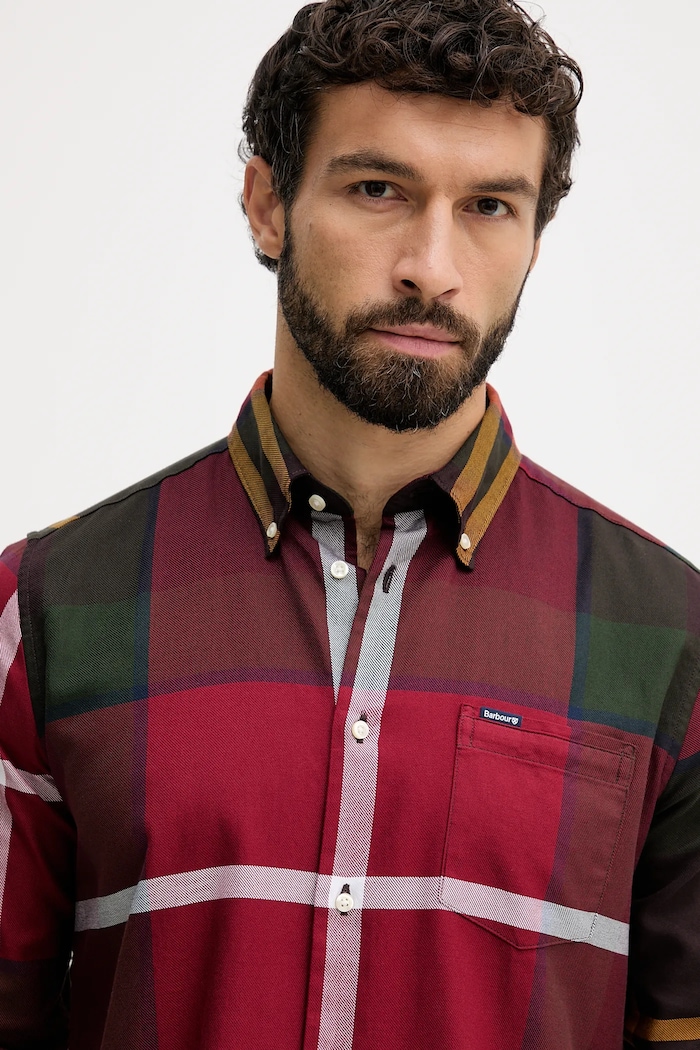 Barbour cămașă din bumbac DUNOON burgundia MSH4980