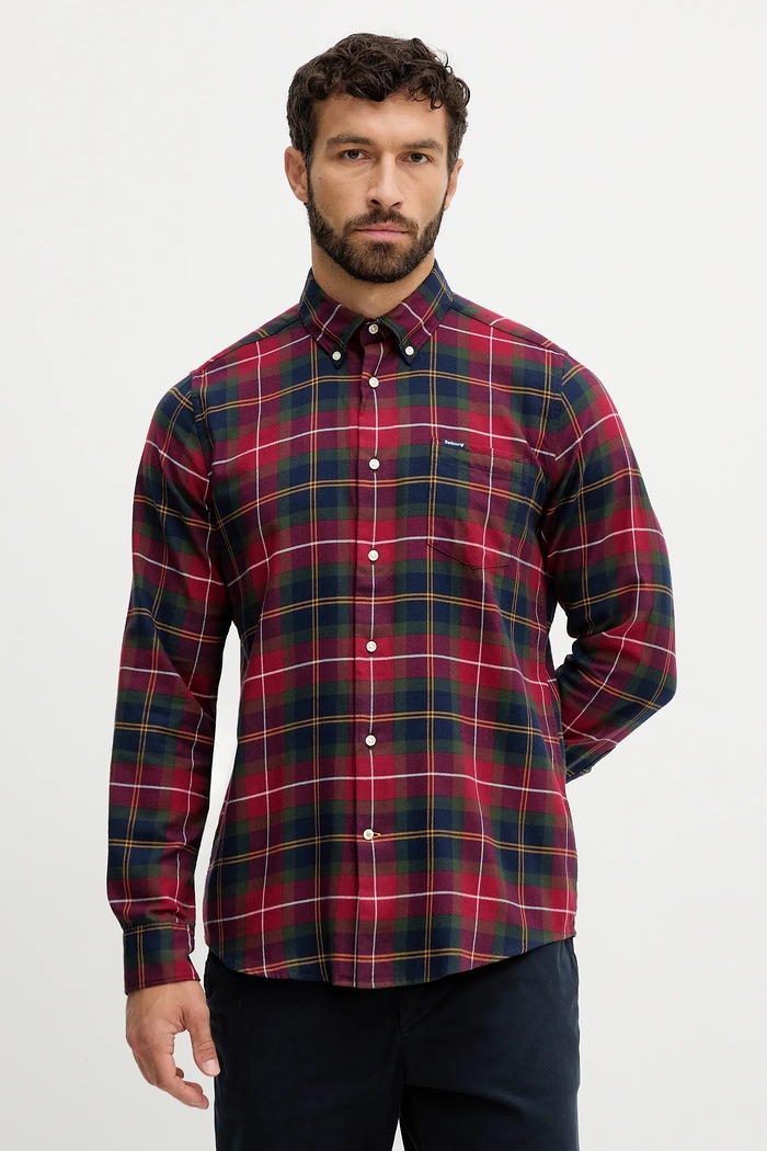 Barbour koszula bawełniana FORTROSE wzorzyste bordowy MSH4991