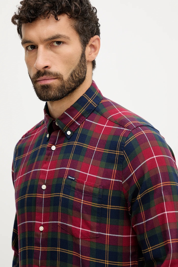 Barbour koszula bawełniana FORTROSE bordowy MSH4991