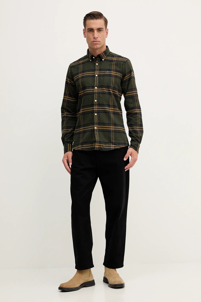 Barbour koszula bawełniana PORTDOWN MSH5035 zielony AW25