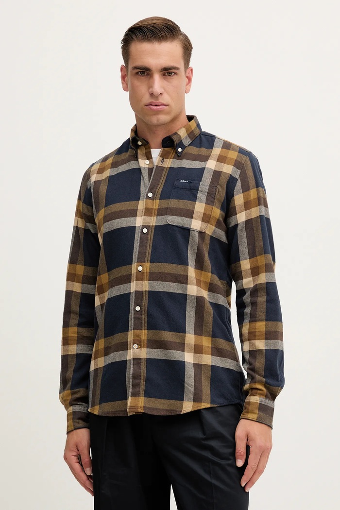 Бавовняна сорочка Barbour FOLLEY casual темно-синій MSH5364