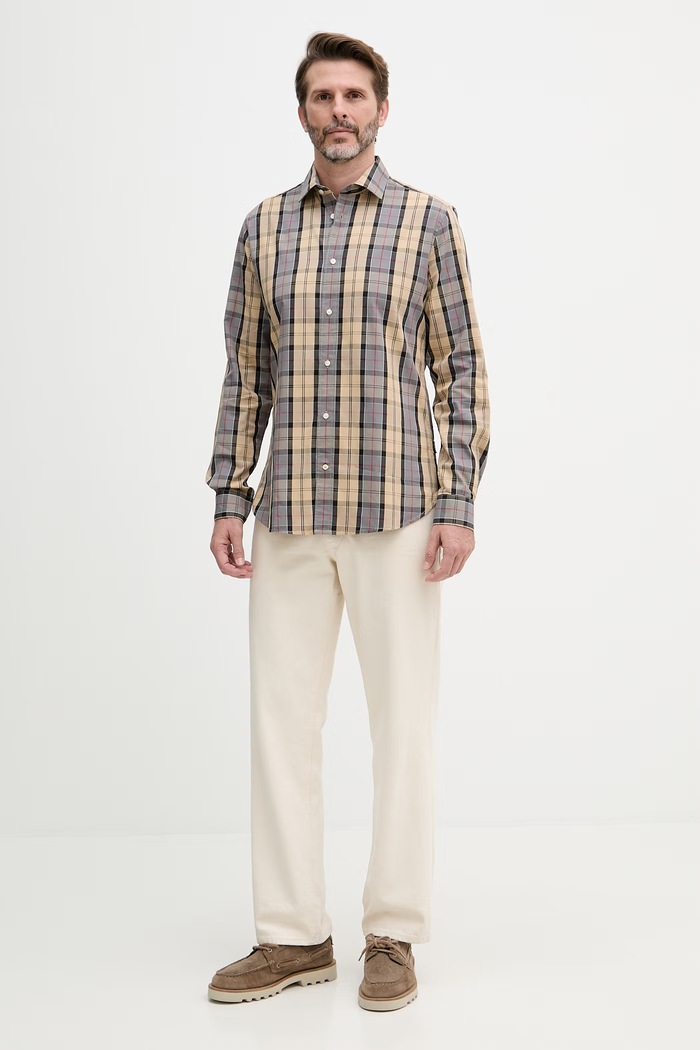 Barbour cămașă pentru bărbați, din bumbac KENTON MSH5689 bej AW25