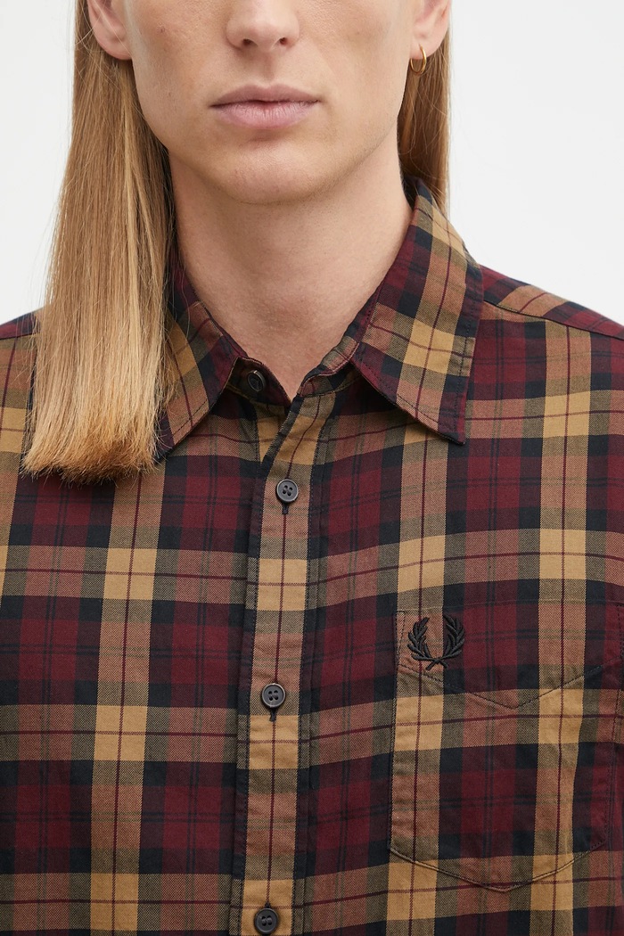 Βαμβακερό πουκάμισο Fred Perry μπορντό M1742