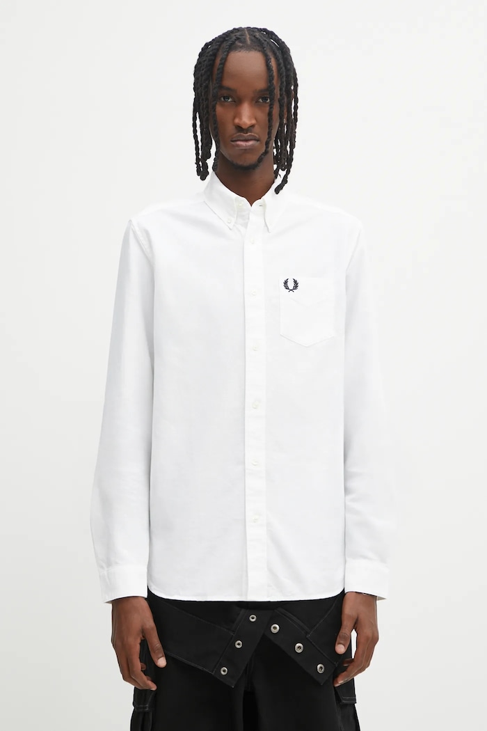 Fred Perry cotton shirt button-down white M5516