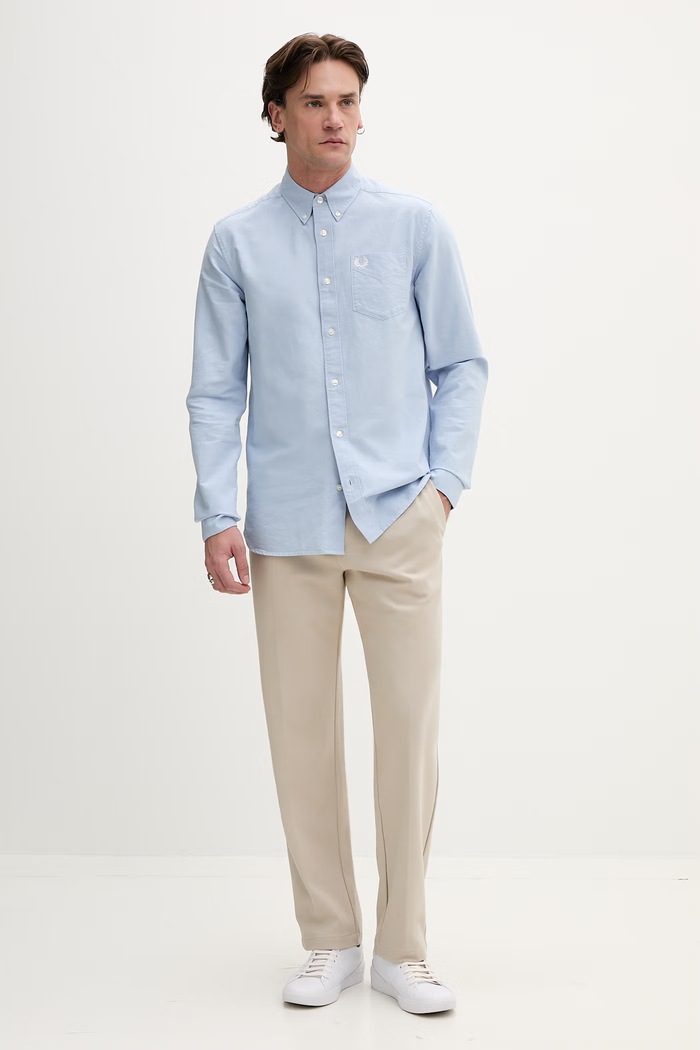 Bombažna srajca Fred Perry M5516 modra SS26