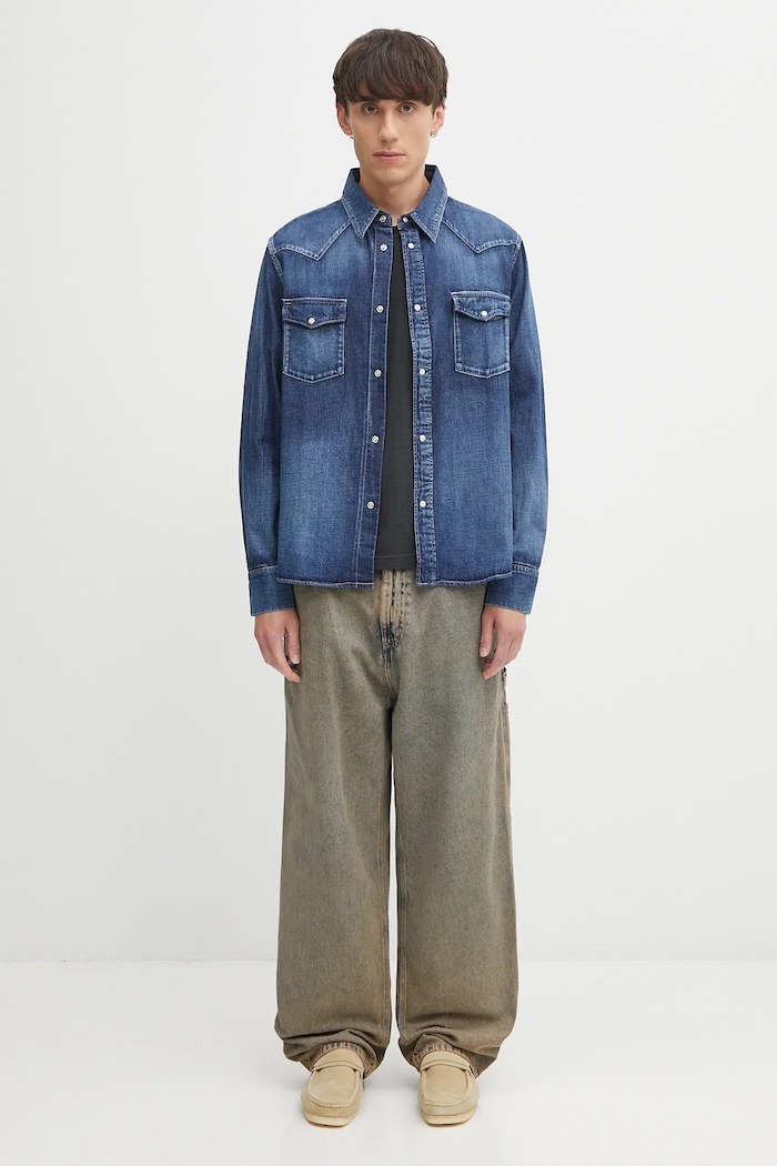 Τζιν πουκάμισο Visvim social sculpture shirt 125105007001 σκούρο μπλε