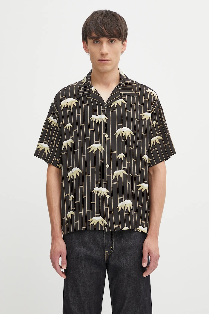 Visvim camicia in seta copa shirt s/s bamboo rilassato nero 125105011003
