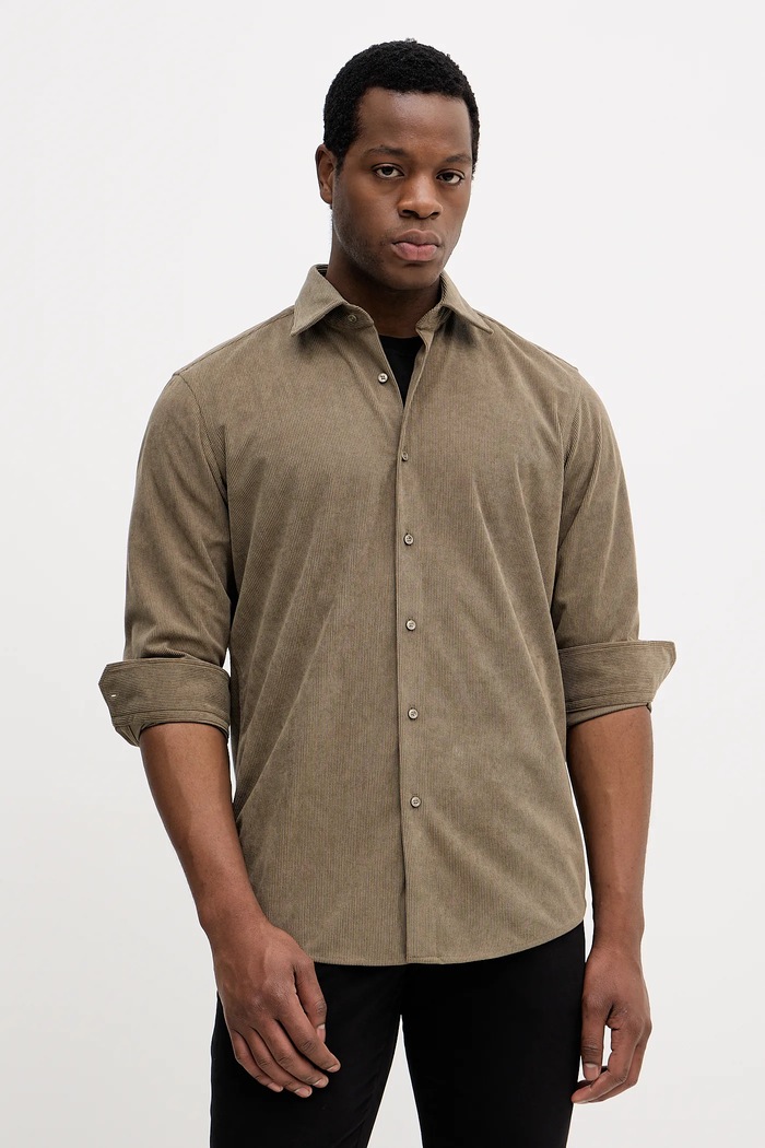Вельветовая рубашка BOSS P-JOE-kent-C1-222 casual зелёный 50550679