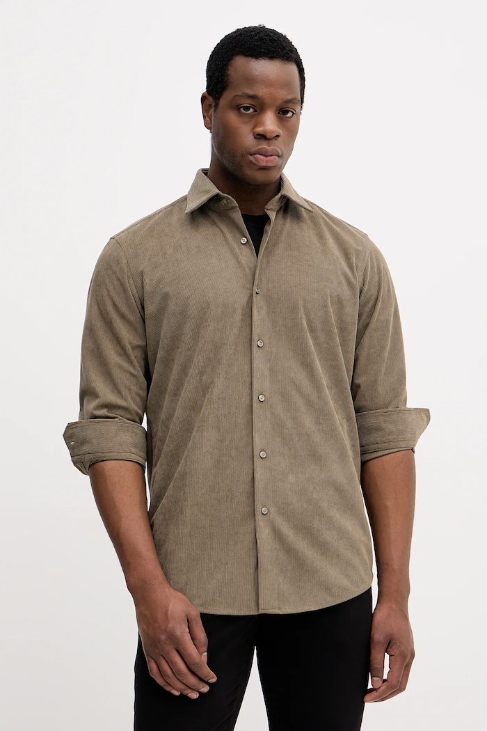 Вельветовая рубашка BOSS P-JOE-kent-C1-222 casual зелёный 50550679