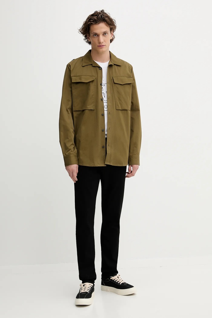 Хлопковая рубашка G-Star 0 Cargo Pocket Regular D26942.E077 зелёный AW25