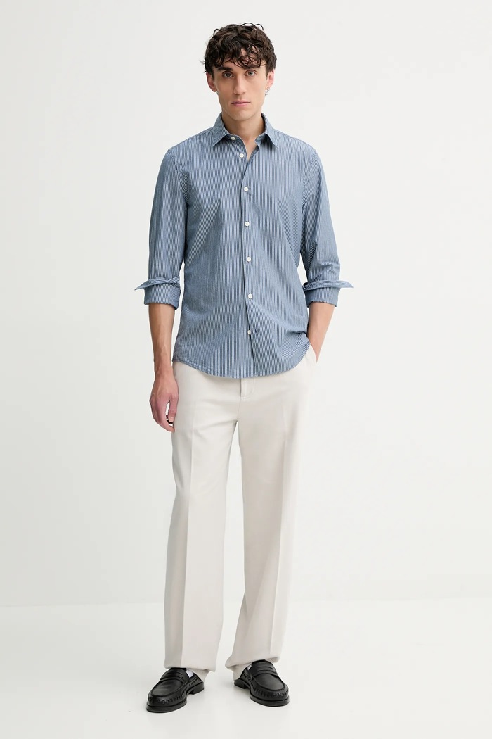 Bavlněná košile Marc O'Polo 528729742358 modrá AW25
