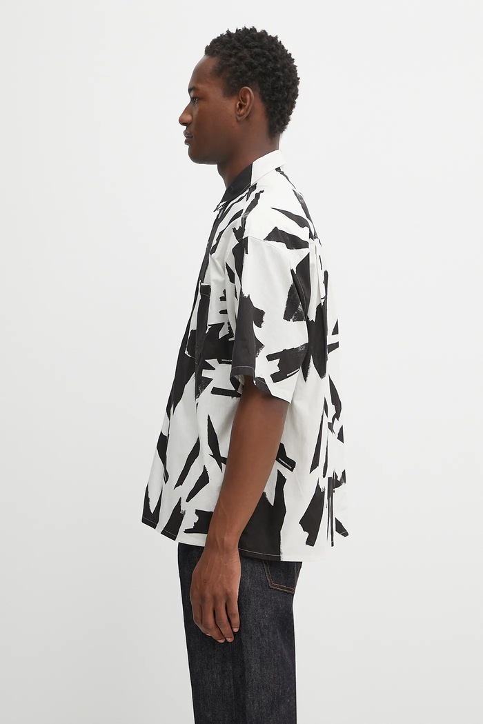 NEIGHBORHOOD koszula bawełniana abstract pattern plain shirt ss 251TSNH.SHM13 beżowy AW25