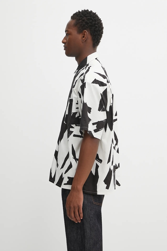 NEIGHBORHOOD koszula bawełniana abstract pattern plain shirt ss 251TSNH.SHM13 beżowy AW25