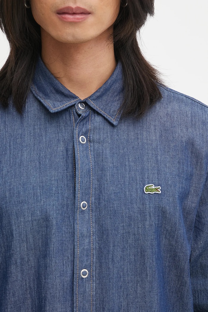 Βαμβακερό τζιν πουκάμισο Lacoste μπλε CH9084