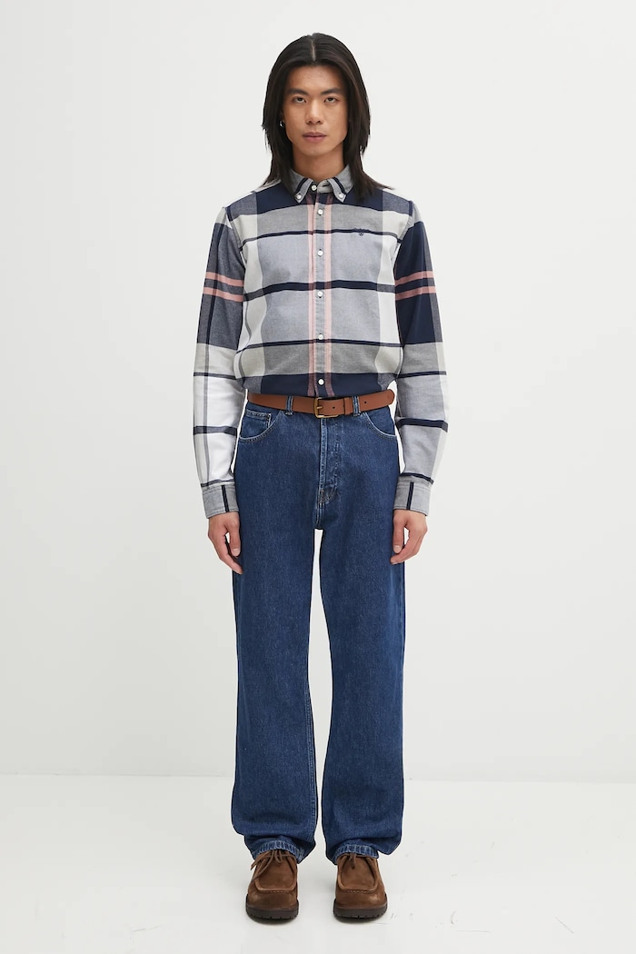 Barbour koszula bawełniana Iceloch Tailored Tartan Shirt MSH4994TN42 granatowy