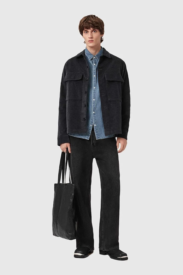 AllSaints camicia HAWKER M017SD nero