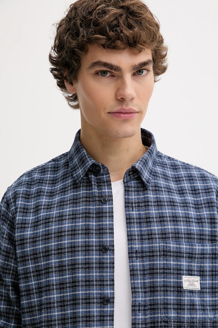 Bavlnená košeľa Guess Jeans modrá M5BH16.WGMH1