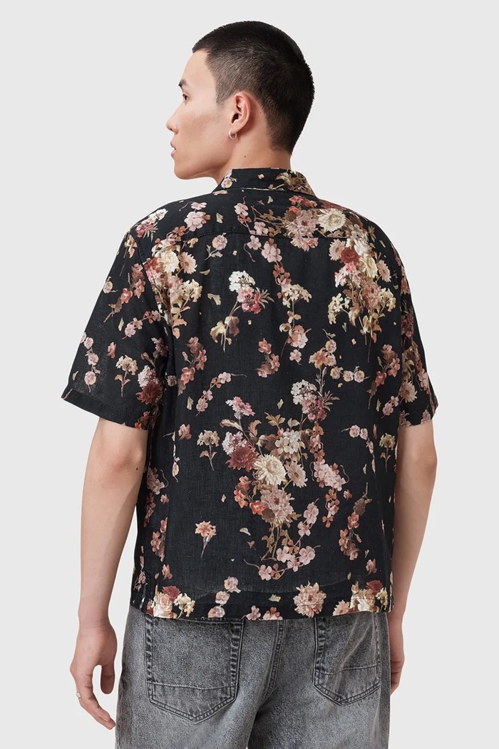Oblečení Košile s příměsí lnu AllSaints ARMADA M002SD černá