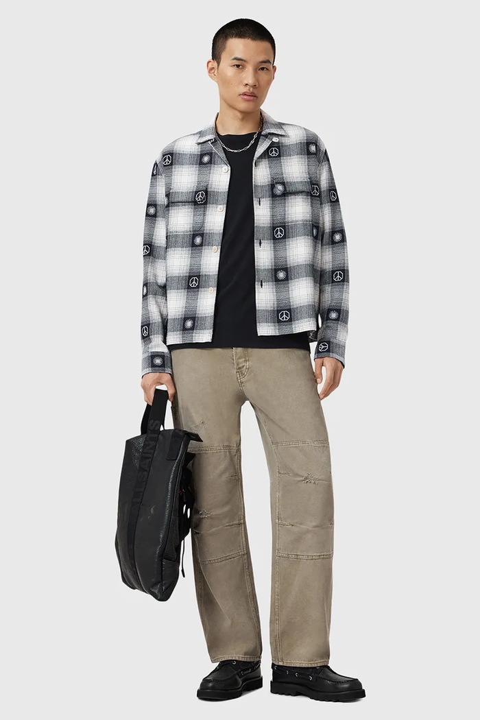 Bavlnená košeľa AllSaints CASTOR M030SD sivá