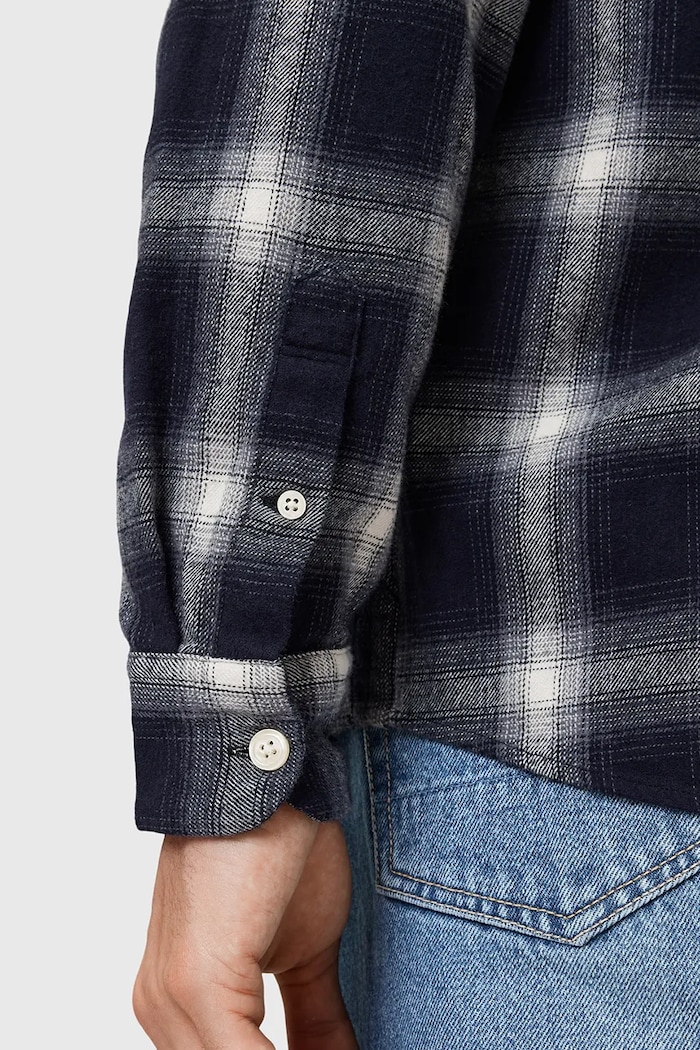Дрехи Памучна риза AllSaints HAVEN M051SD тъмносин