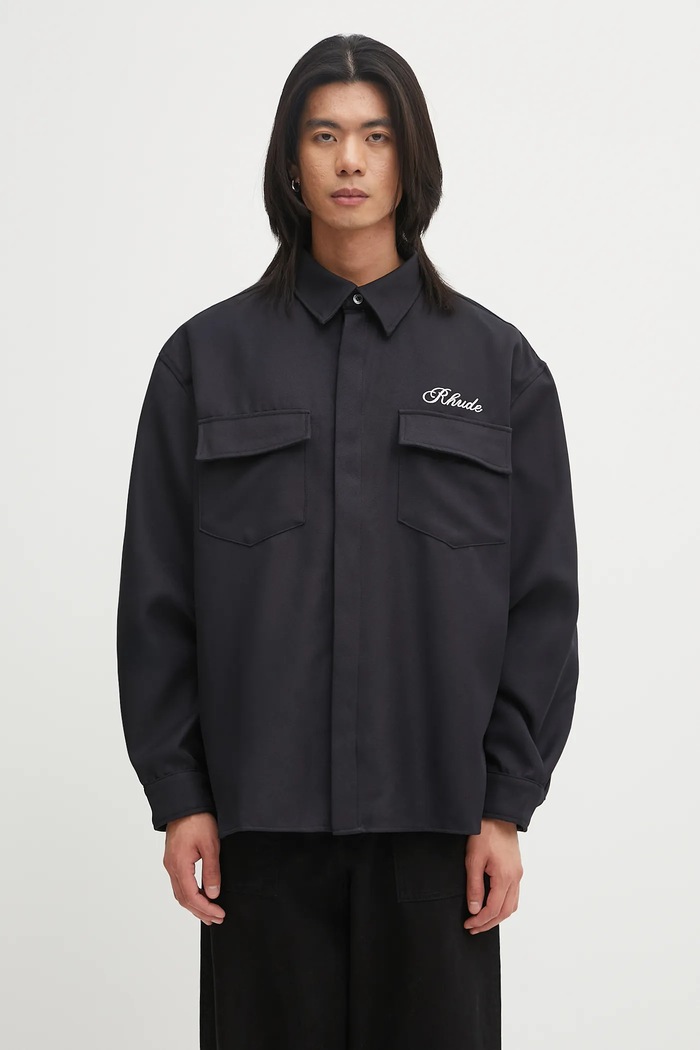 Košulja RHUDE Boxy LS Work Shirt relaxed crna RHPF25SR02731