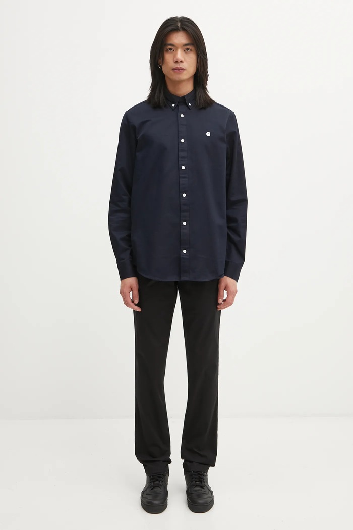Carhartt WIP cotton shirt L/S Madison Shirt I023339.0COXX navy