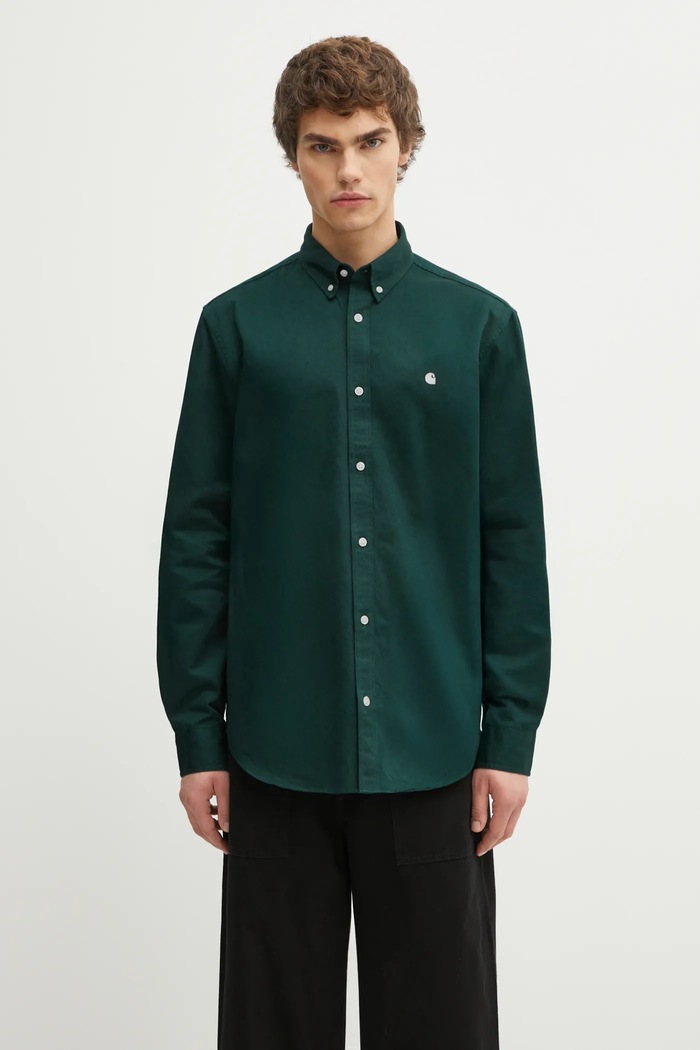 Bavlněná košile Carhartt WIP L/S Madison Shirt regular zelená I023339.36IXX