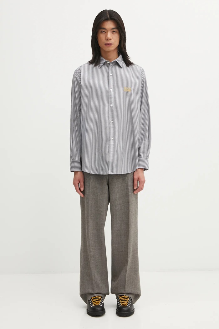 Aries koszula bawełniana Stripe Poplin Classic AR4010104 szary