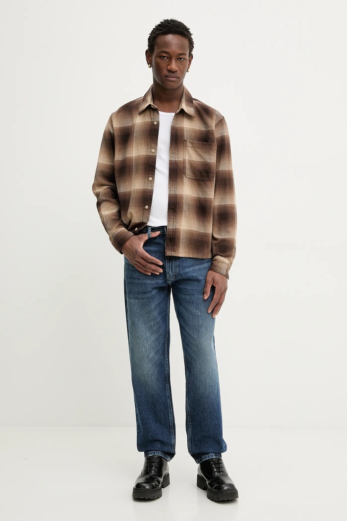 Pamučna košulja Hollister Co. KI325.5245.428 smeđa AW25