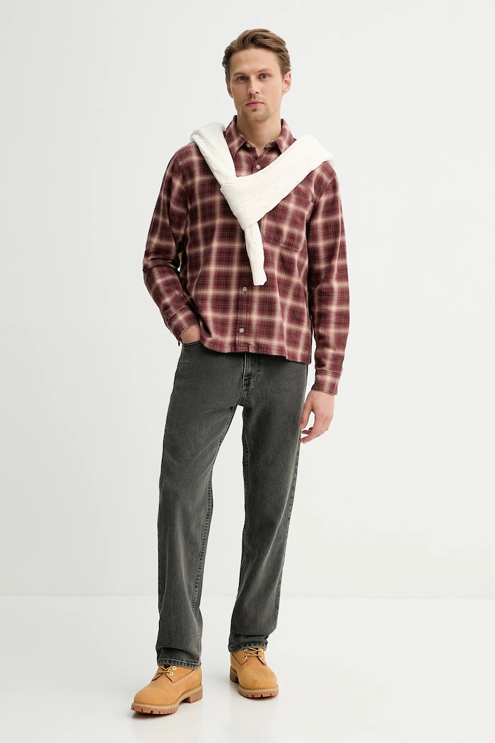 Βαμβακερό πουκάμισο Hollister Co. KI325.5248.518 μπορντό AW25