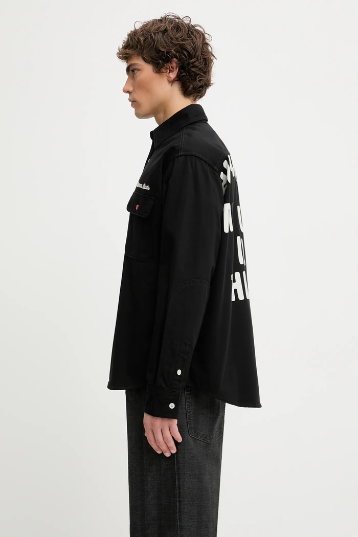 Human Made cotton shirt OVERSIZED HM30SH014 black AW25