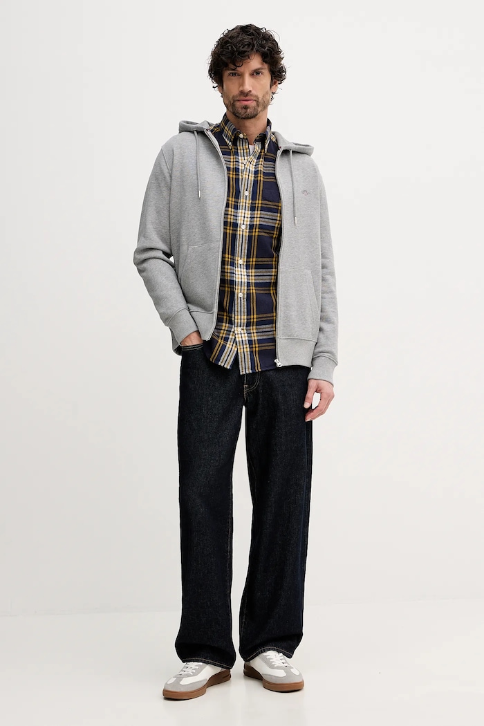 Памучна риза Gant 3250243 тъмносин AW25