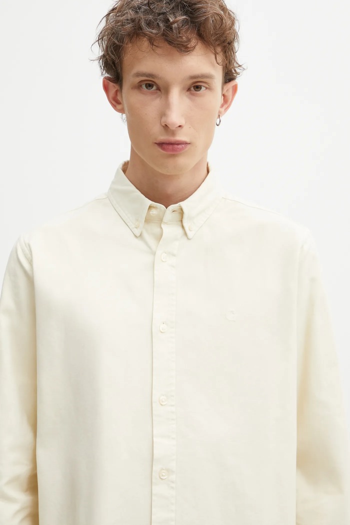 Памучна риза Carhartt WIP L/S Bolton бежов I030238.1NGXX