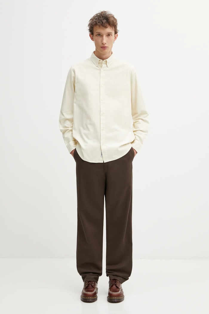 Памучна риза Carhartt WIP L/S Bolton I030238.1NGXX бежов