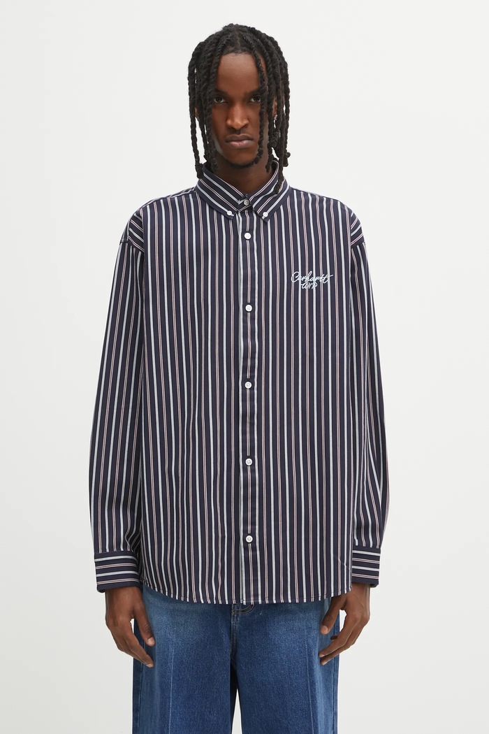 Хлопковая рубашка Carhartt WIP L/S Palance узор тёмно-синий I035330.35HXX