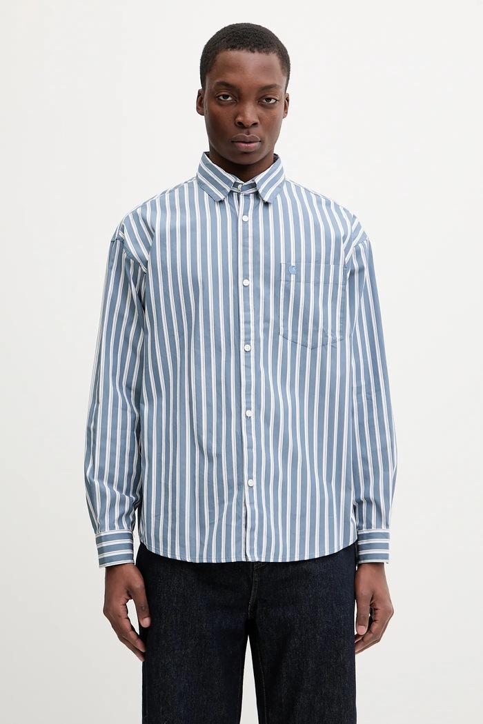 Carhartt WIP cotton shirt L/S Malden cotton gray I035334.3CYXX