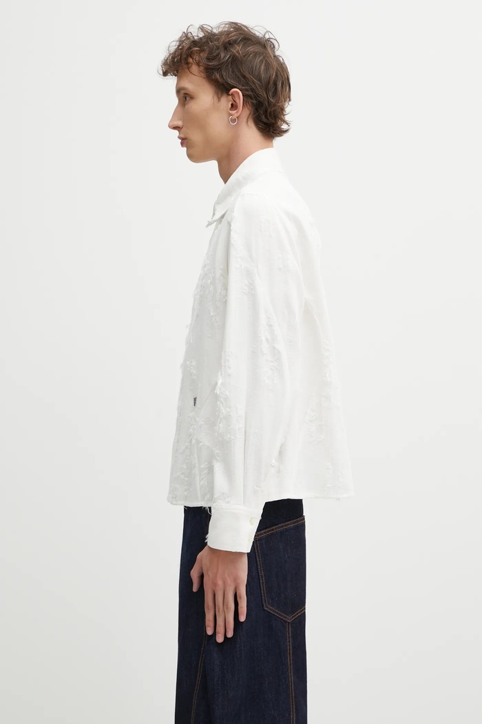Ader Error cămașă din amestec de in SHIRT BO01FWSH0101OW alb AW25