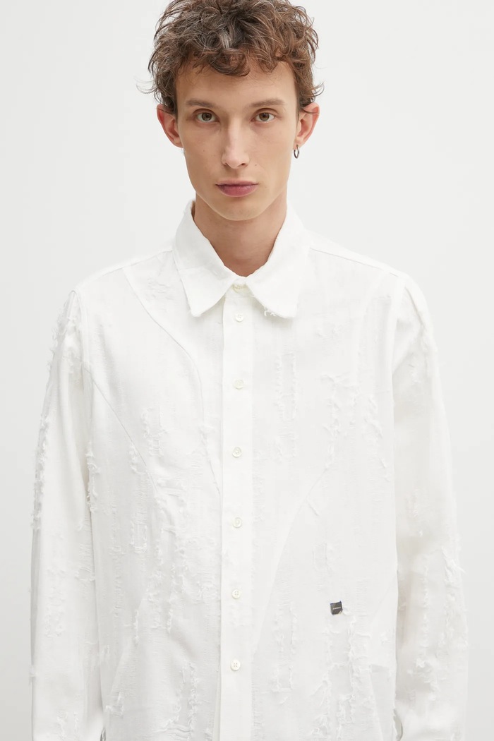 Ader Error cămașă din amestec de in SHIRT alb BO01FWSH0101OW