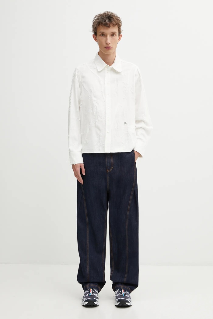 Ader Error cămașă din amestec de in SHIRT BO01FWSH0101OW alb
