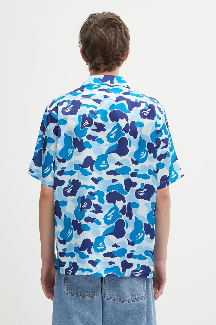 Abbigliamento A Bathing Ape camicia Camo 001SRL301007M blu