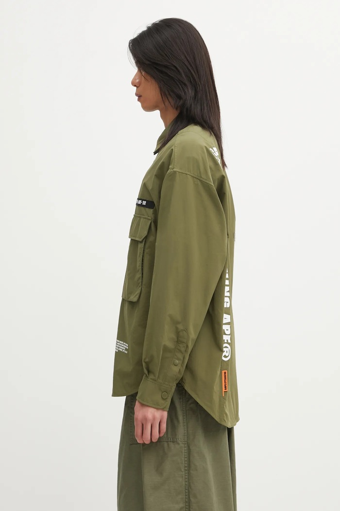 Πουκάμισο AAPE Main AAPSTM8527XXO πράσινο AW25