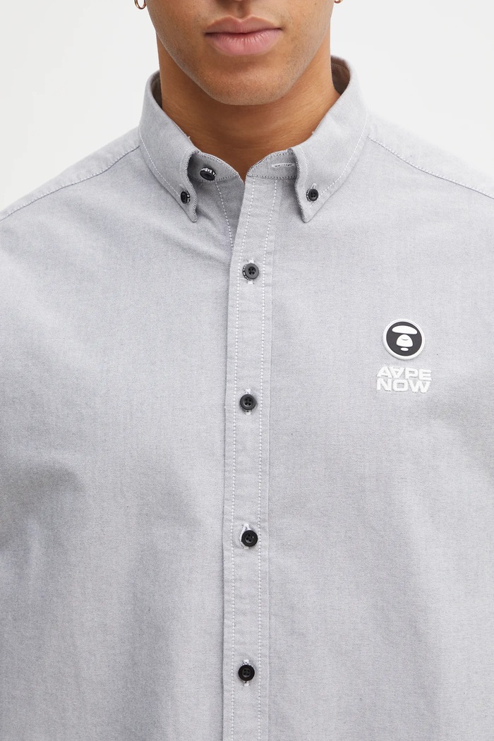 Бавовняна сорочка AAPE Now чорний AAPSTM8540XXP