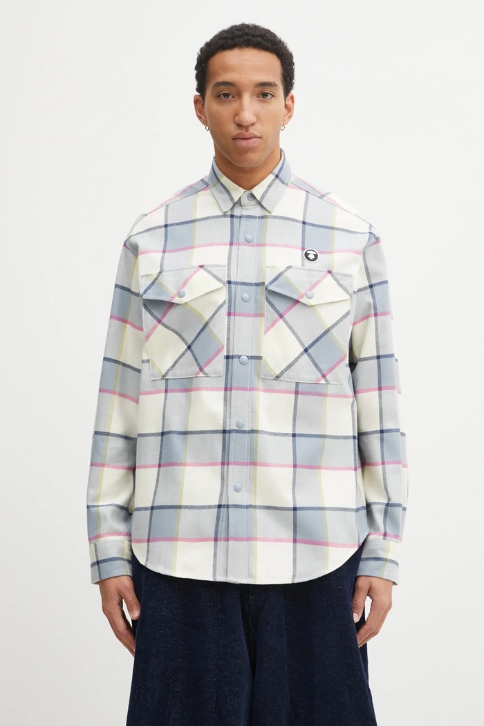 Бавовняна сорочка AAPE Now casual бежевий AAPSTM8543XXP