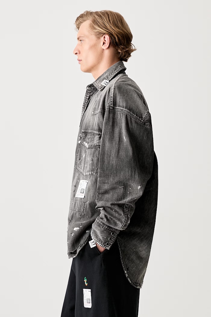 Maison MIHARA YASUHIRO koszula z bawełną męska J15SH125 szary AW25