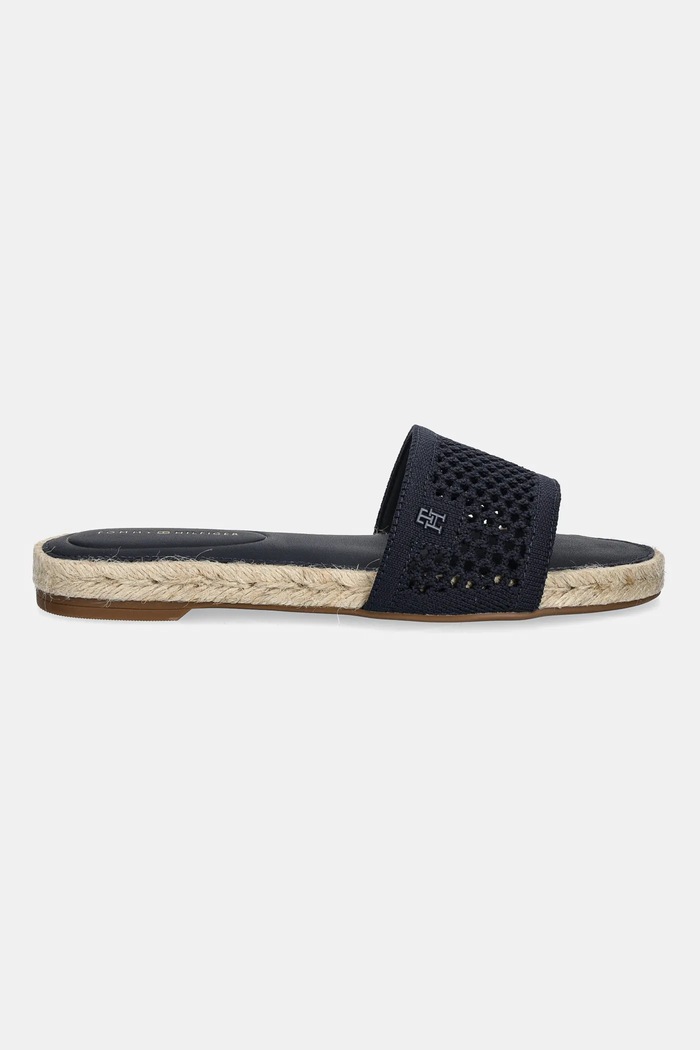 Pantofle Tommy Hilfiger KNIT MESH ESPADRILLE FLAT SANDAL FW0FW08744 námořnická modř AW25